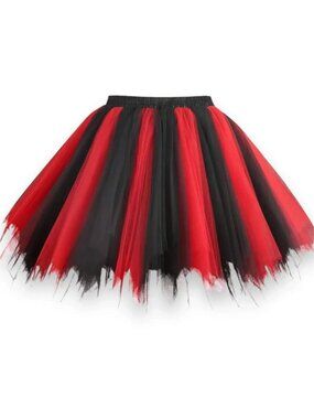Red Black Tutu Tulle Mini Skirt